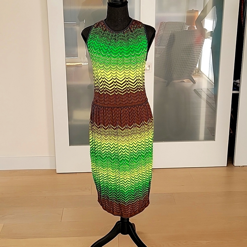 M MISSONI Knee Length Chevron Stripe Sheath Dress